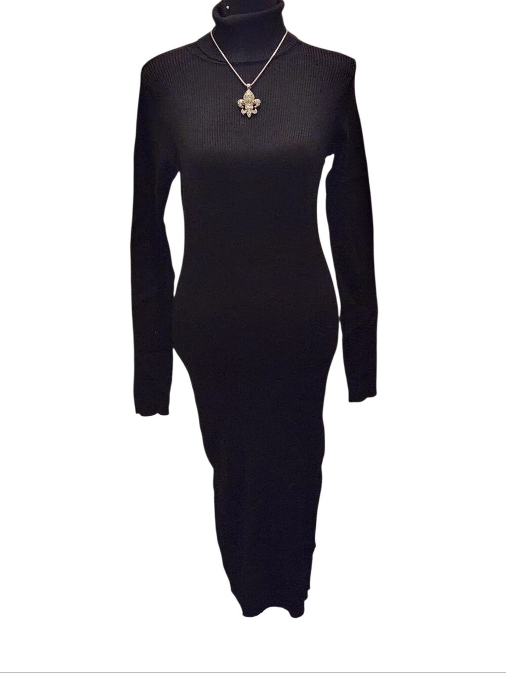 Black Turtleneck Long Sleeve Bodycon Dress